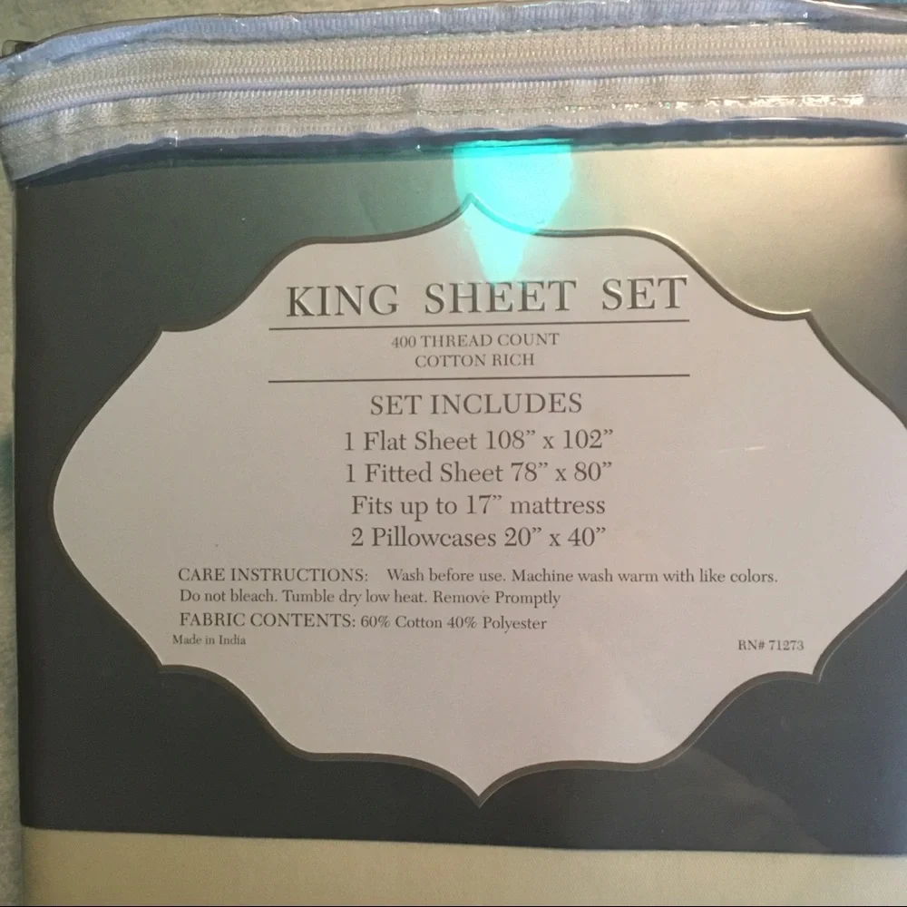 NWT 400 thread count king Cambridge off white sheets - Picture 3 of 5